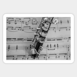 Traditional flute instrument on sheet music Sticker